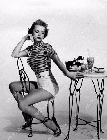 sexy Anne Francis at table deciding what not to eat 8b20-2559
