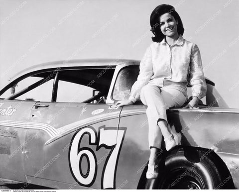 cool Annette Funicello seated on hot rod racecar 8b20-2892
