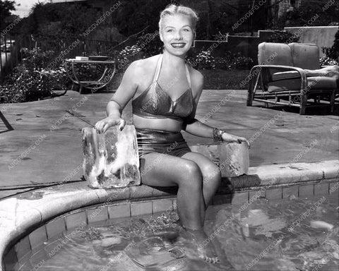 sexy Barbara Payton says the pool ain't cool enough adds ice blocks 8b20-3381