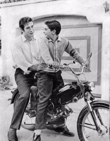 Johnny Crawford and friend on his new motor bike 8b20-5035