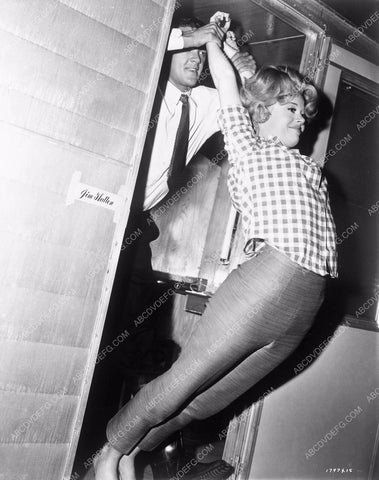 Jane Fonda Jim Hutton clowning around behind the scenes at MGM jfonda-05