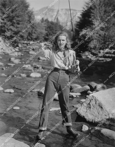 crp-097 Barbara Britton goes trout fishing on location Sedona Az film Gunfighters crp-097