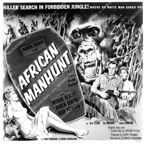 crp-10171 1955 Myron Healey, Karin Booth poster art film African Manhunt crp-10171