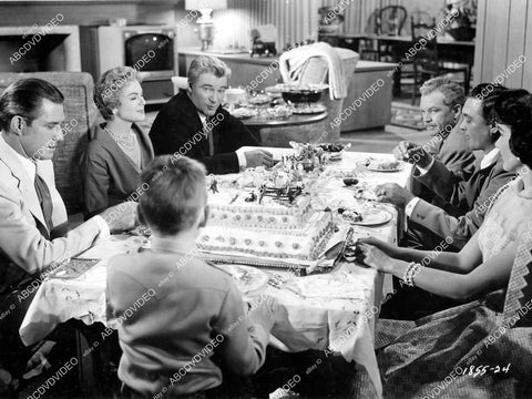 crp-10420 1957 Jock Mahoney, Julie Adams, Tim Hovey, Julie Adams cast & giant birthday cake film Slim Carter crp-10420