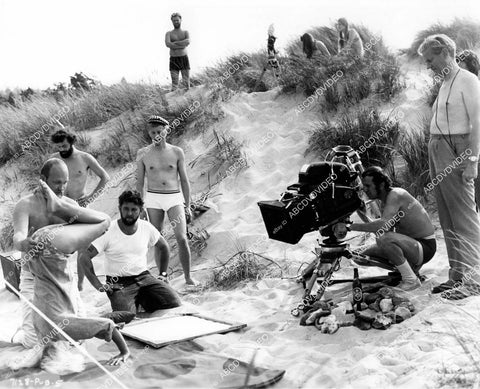 crp-10515 1971 candid Birte Tove doing headstand for camera director Jack O'Connell film Swedish Fly Girls crp-10515