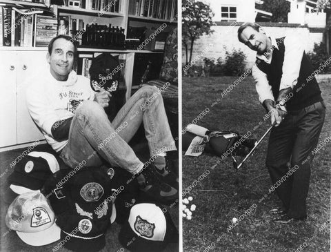 crp-11302 1983 James B Sikking plays golf and shows off sports cap collection crp-11302