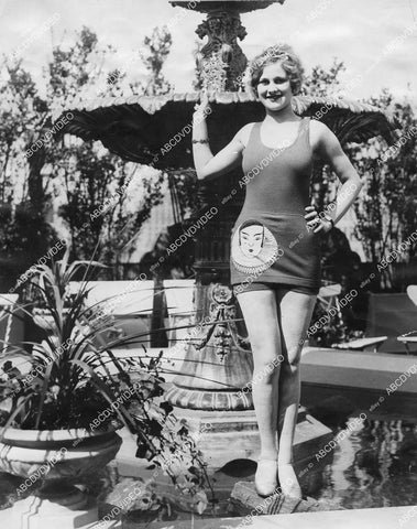 crp-11641 1920's Hazel Forbes in new swimwear by the garden fountain crp-11641
