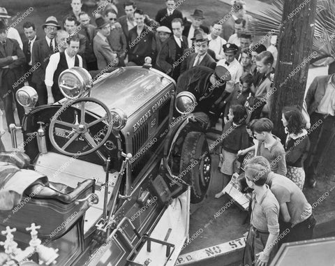crp-11786 1938 news photo vintage firetruck has auto accident w streetcar on way to fire crp-11786
