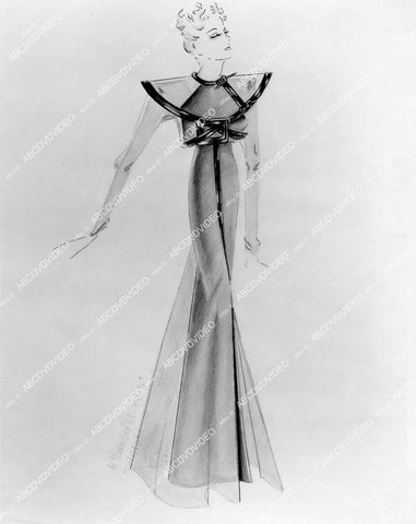 crp-11882 1940's costume wardrobe sketch no codes (looks like Greer Garson) crp-11882
