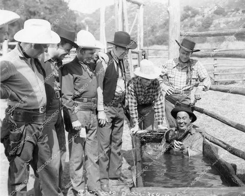 crp-12161 1942 western swing king Bob Wills, Jack Baxley, Dub Taylor in water trough film Tornado in the Saddle crp-12161