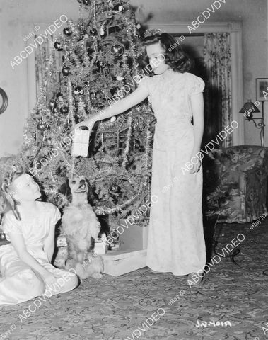 crp-12284 1941 Carlotta Jelm, Tina Thayer w dog at Christmas tree film Meet John Doe crp-12284