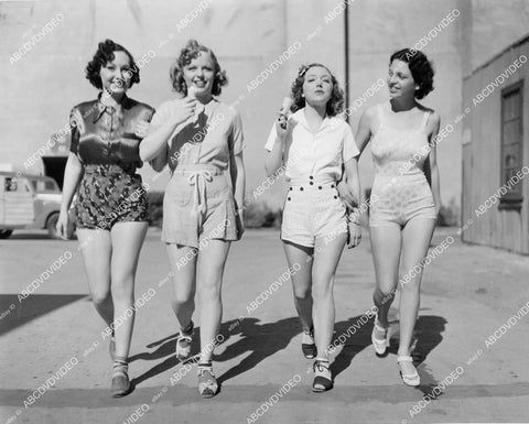 crp-01231 1937 cutie pie chorus girls enjoy ice cream cones on MGM backlot film Broadway Melody of 1938 crp-01231