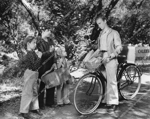 crp-12732 1940 Tommy Bond, Bobby Larson, Charles Peck on delivery bicycle film Out West with the Peppers crp-12732