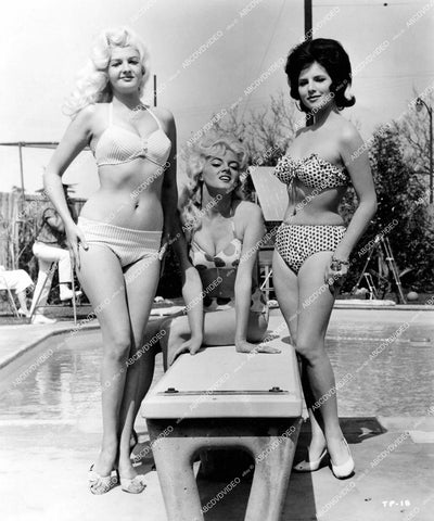 crp-13379 1964 sexy bikini babes Jean Cartwright, Danice Daniels, Cindy Tyler on diving board film Tickled Pink aka Magic Spectacles crp-13379