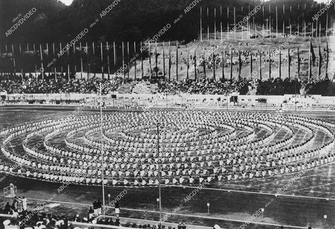 crp-13586 1938 news photo Rome Italy mass gymnasts exercise display in Olympic Stadium for Premier Benito Mussolini crp-13586
