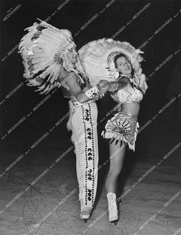 crp-13656 1939 ice skaters Roy Shipstad, Bess Ehrhardt American Indian routine film Ice Follies of 1939 crp-13656