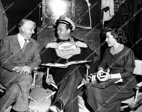crp-15576 1950 candid Red Skelton, Gloria DeHaven, Reginald Owen on set film The Yellow Cab Man crp-15576