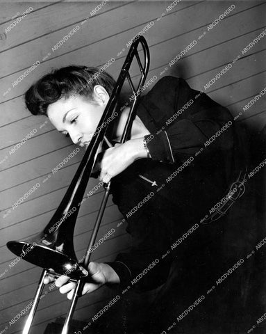 crp-15687 1944 music pretty Linda Deane w her trombone film Music for Millions crp-15687