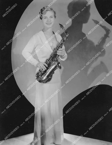 crp-01597 1938 phot music Miss Evelyn Pennak "The World's Greatest Saxophonist" w Sheriffs Boys Band crp-01597