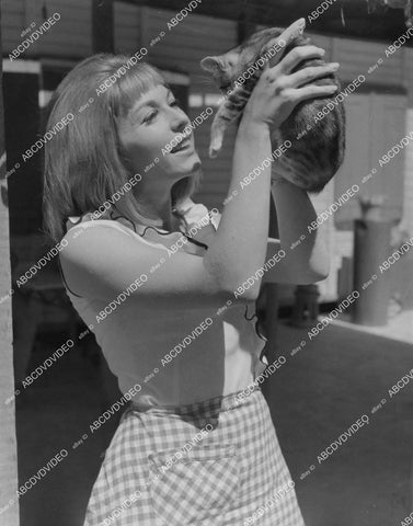 crp-01663 1963 lovely Liliane Brousse playing w a kitten Hammer film Maniac crp-01663