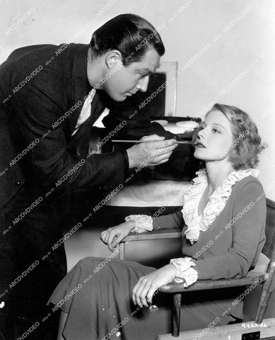 crp-18440 1936 candid Florence Rice gets ready w MGM makeup man film The Longest Night crp-18440