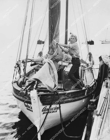 crp-01859 1945 Honolulu Hawaii Tonya Jones sea-going lady poet gaff-rigged boat Audacious crp-01859