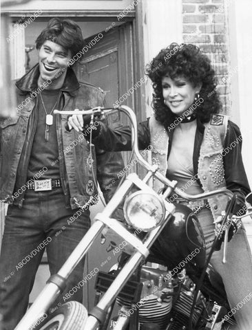 crp-02223 1981 Jonathan Frakes w Barbara Eden on chopper motorcycle TV Harper Valley PTA crp-02223