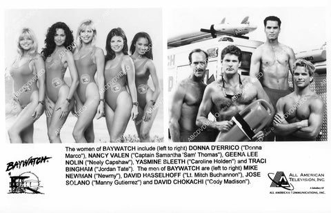 crp-02428 1995 babes & hunks of Baywatch Nancy Valen, Geena Lee Nolin, Yasmine Bleeth, Traci Bingham, David Hasselhoff crp-02428