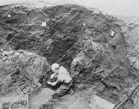 crp-02535 1914 historic Los Angeles La Brea Tar Pits 21 feet down in excavation crp-02535