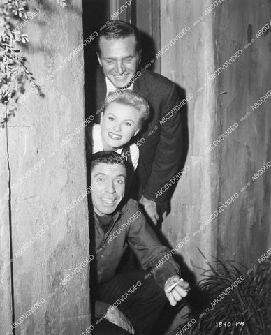 crp-02872 1959 candid Eric Fleming, Kathleen Crowley, Michael Pate film Curse of the Undead crp-02872