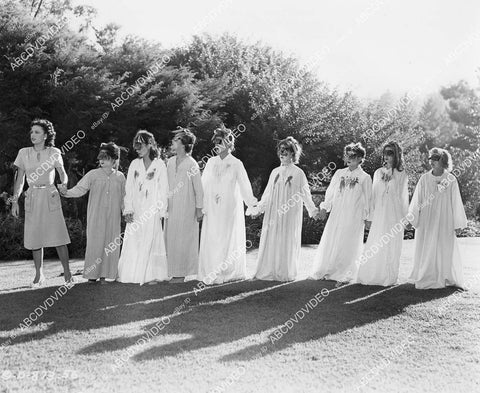 crp-00344 1946 Kay Morley leads sorority college pledges on initiation film Betty Co-Ed crp-00344