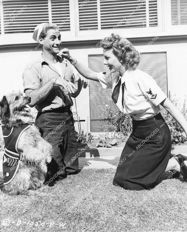 crp-04057 1946 Janet Blair has Sidney Caesar & dog Chris begging for treats film Tars and Spars crp-04057