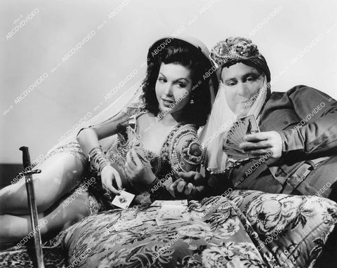 crp-04446 1944 gorgeous harem girl Ann Miller, Joe Besser play cards film Hey, Rookie crp-04446