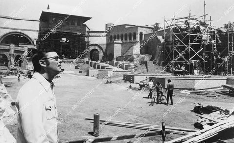 crp-05141 1960's 4x8 inch photo Ross Hunter on Universal Studios backlot under set construction crp-05141
