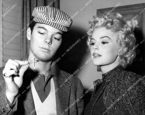 crp-05288 1957 Russ Tamblyn and beautiful Barbara Lang on set film Don't Go Near the Water crp-05288