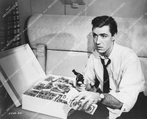 crp-05317 1959 Don Sullivan w pistol and the bank loot film The Rebel Set crp-05317