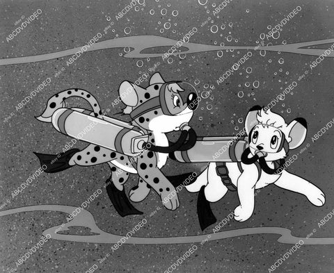 crp-05488 1965 animated characters Kimba & Kitty go scuba diving TV Kimba the White Lion crp-05488