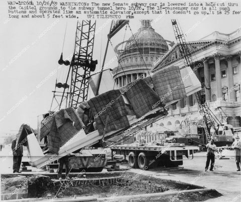 crp-05972 1959 trains Washington DC new senate subway car lowered into tunnel crp-05972