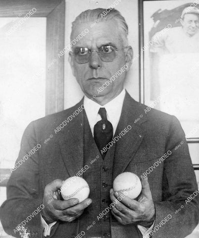 crp-00709 1920s baseball Ernest S Barnard American League pres w new baseball w wider stitches etc crp-00709
