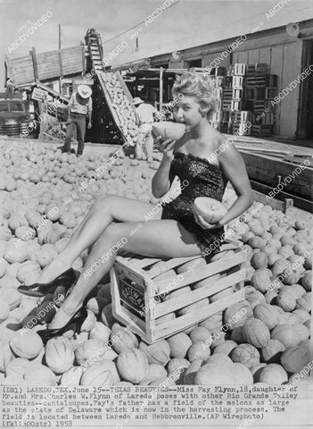 crp-00720 1958 Laredo Texas Beauties Miss Fay Flynn w some lovely melons crp-00720