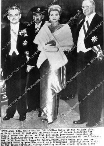 crp-08014 1960's Prince Rainier, Grace Kelly visit Dublin & President Eamon De Velera crp-08014