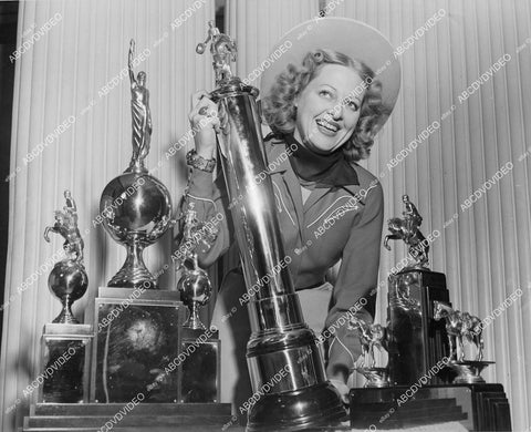 crp-00826 1940 genuine cowgirl rodeo queen Gwen Faye w trophies Newhall Saugus Cal Rodeo crp-00826